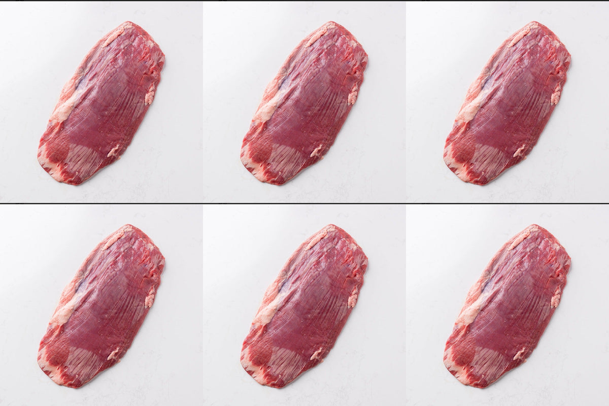 Six grass fed flat iron steaks