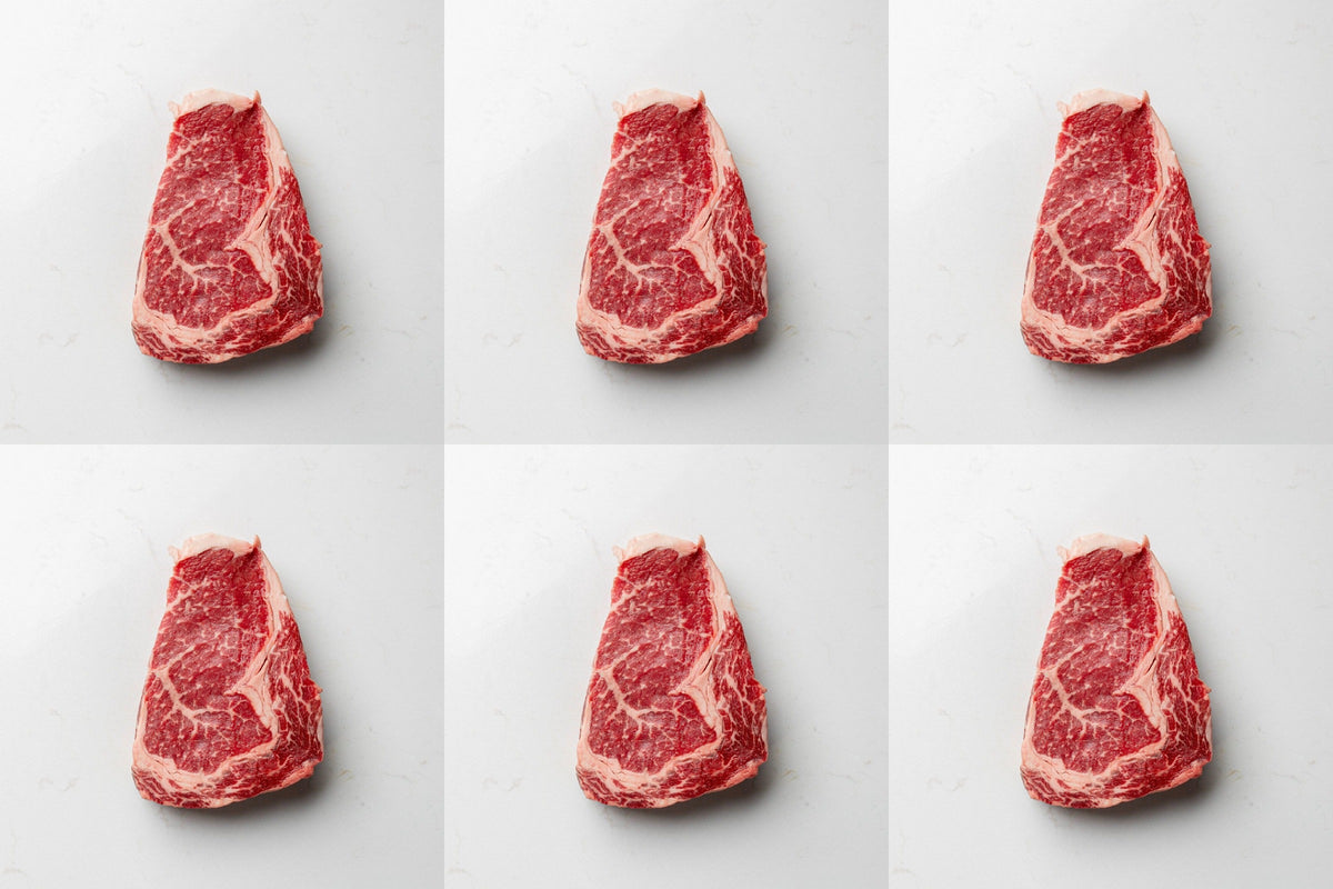 Six grass fed ribeye steaks